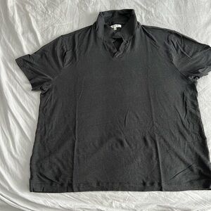 Linen-Blend Johnny-Collar Knit Polo Shirt